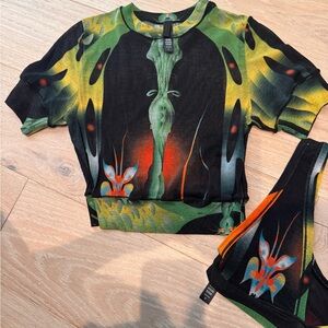 Skims obsidian print crop top and bralette